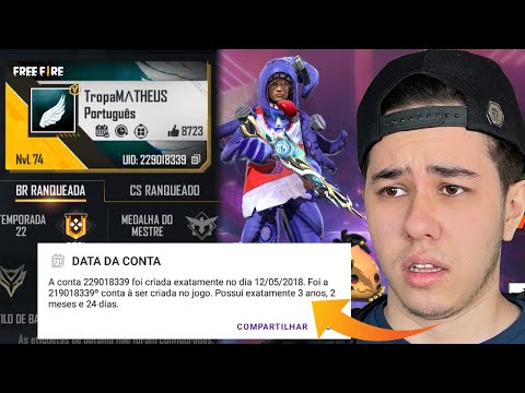 Qual é a data da criação da conta FF?